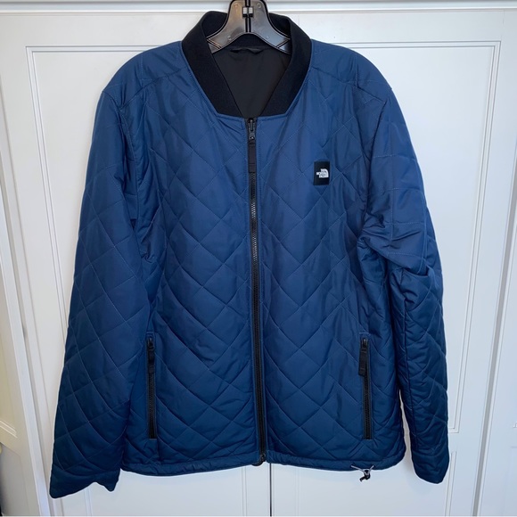 The North Face Mens Jester Reversible Quilted Bomber Jacket Medium Black Blue - Picture 16 of 16